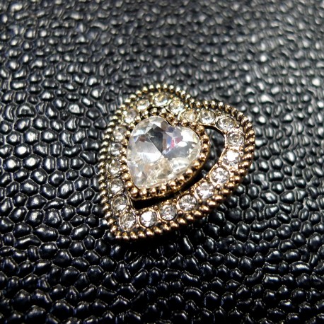 Bouton bijou coeur Strass